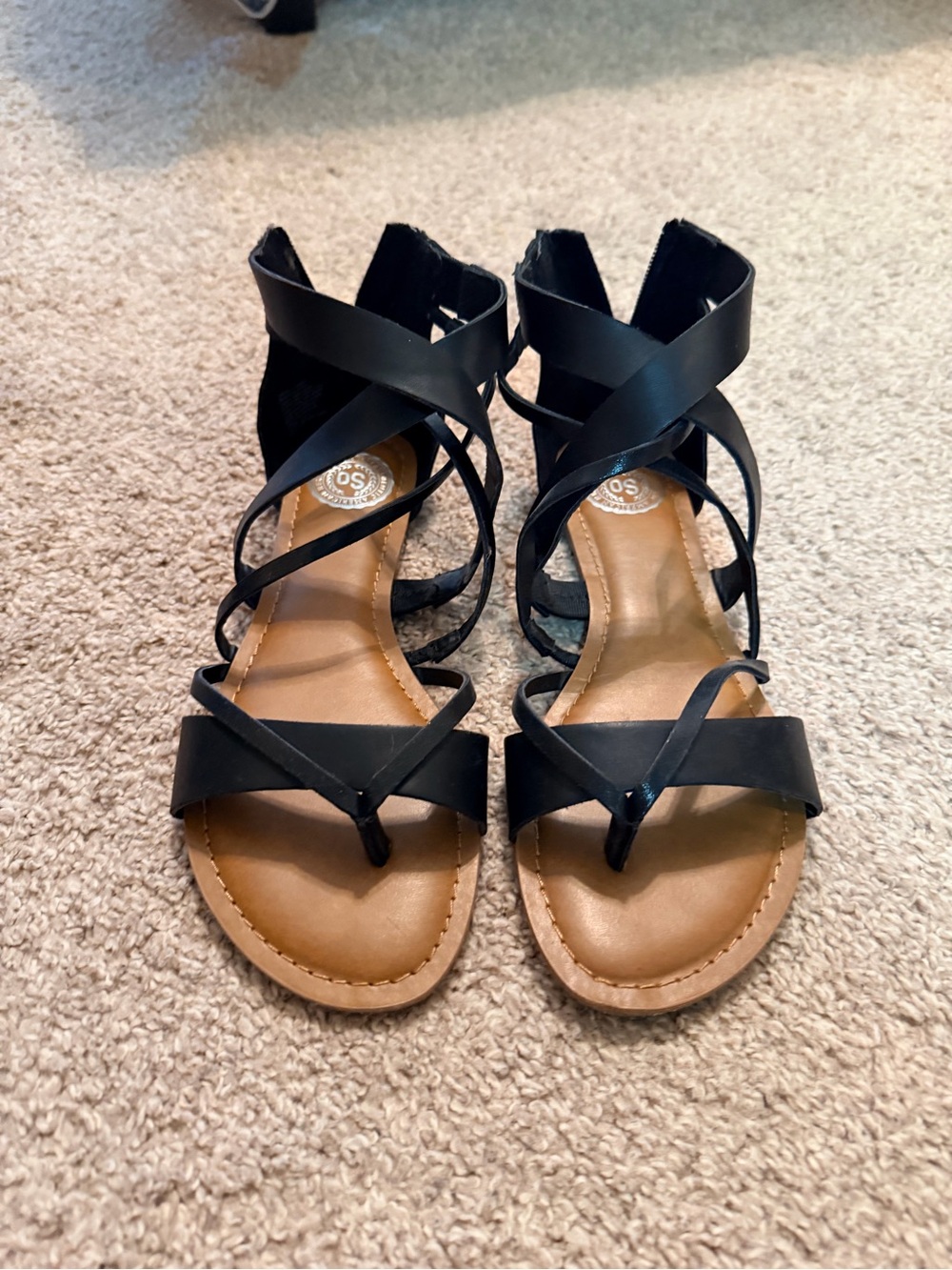 Black Strappy Sandals for Women